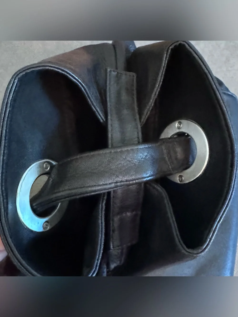 G.H. Bass & Co. Black Leather Shoulder - Backpack Bag with Silver Accent